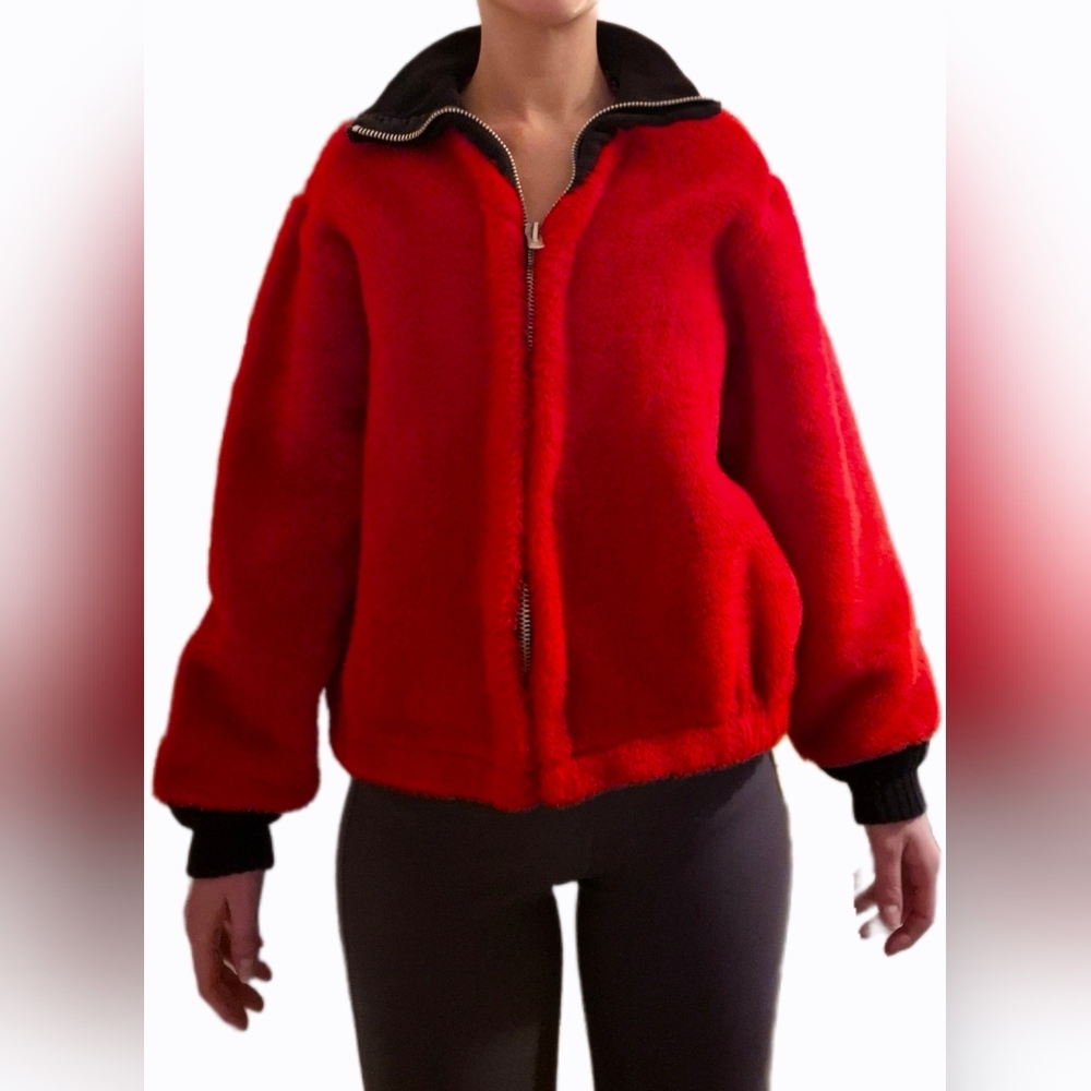 Vintage Vibrant Red Fuzzy Jacket